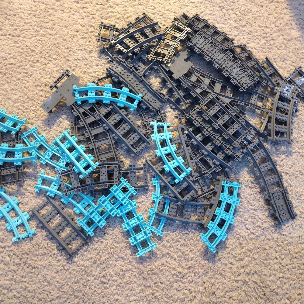 Blue and Black Train Track Set